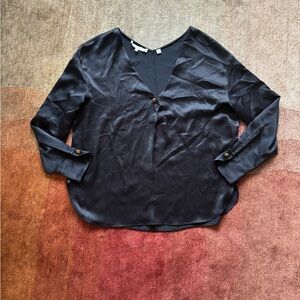 Vince Black Relaxed Buttoned Blouse - Sz XS